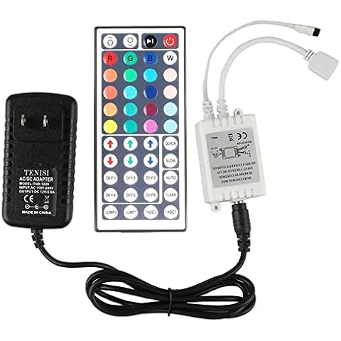 GALYGG 44 Key LED Strip Controller, Wireless Rectifier Control Box, DC 12V 3A Power Supply Plug Adapter, IR Remote Controller for 2835 3528 5050 RGB LED Strip Lights Flexible Tape Lighting Cover