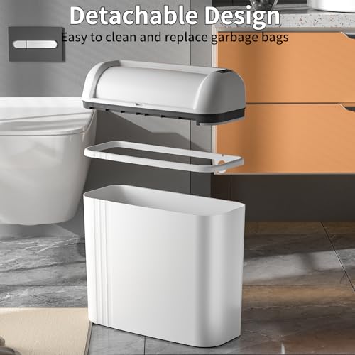 Image of Smart Trash Can with Lid, 3.5 Gallon Infrared / Vibration Sensing Electric Garbage Can, Waterproof Automatic Trash Bin, Inteligent Induction Wastebasket for Bathroom, Bedroom, Powder Room, Living Room