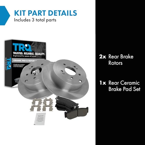 Image of TRQ Rear Brake Pad and Rotor Set Ceramic Solid Rotors