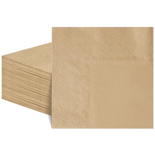 NatNarr 60 Pcs Gold Napkins 25 x 25 cm 2ply Gold Cocktail Napkins Brown Paper Napkin for Birthdays Christenings Anniversary Christmas Parties and Event