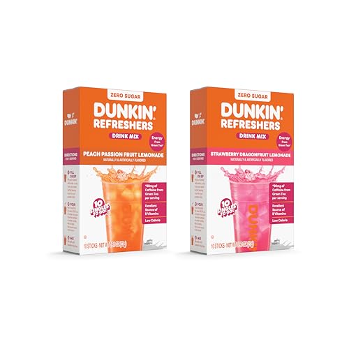 Dunkin’ Refreshers Singles To Go! Powdered drink mix packets, Strawberry Dragon fruit Lemonade,...