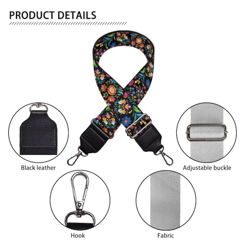 Image of TODIYADDU Art Plant Flower Purse Straps Replacement Crossbody Fashion Bag Strap Women Wide Purse Strap Crossbody Long Wallet Strap Suitable for Gifts Sports Easter for Handbags Guitar Bags Wallets