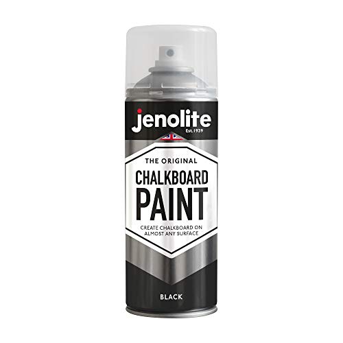 JENOLITE Pintura en aerosol para pizarra, color negro, 400 ml, pintura de pizarra negra, ideal para crear superficies de escritura, fácil aplicación para proyectos de pizarra en el hogar u oficina