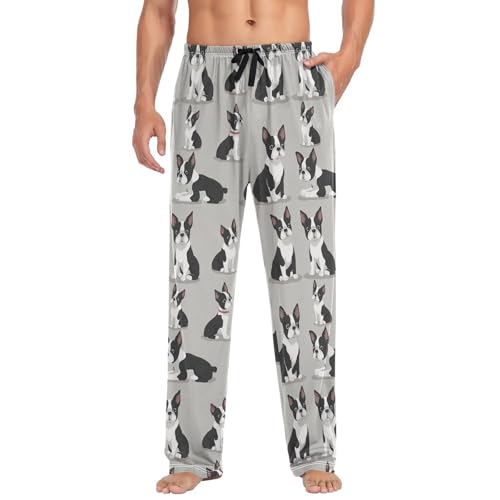 Boston Terrier Dog Pajama Pants Cute Puppy Men's Pajama Bottoms Lounge Sleepwear PJs Casual Lightweight Sleep Pants XL3