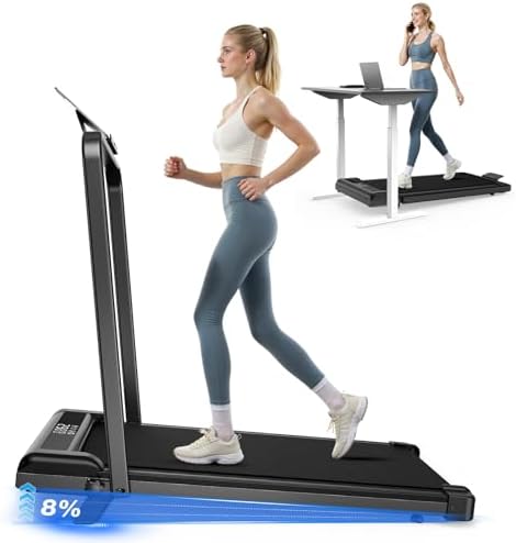 HomeFitnessCode Laufband Walking Pad Klappbar mit Neigung für Zuhause | Laufpad mit Steigung Treadmill 8KM 10KM Walkpad 130KG Gehband unter Schreibtisch Elektrisch Walking Band Lau