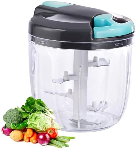 Manual Food Processor Vegetable Chopper, Portable Hand Pull Strin...