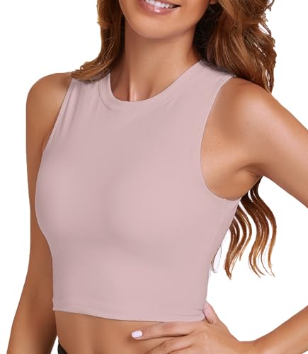 Image of Sports Bras for Women Removable Padded Athletic Yoga Running Crop Tops Sleeveless Gym Workout Tops