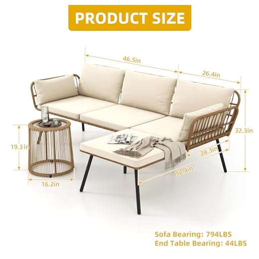 DWVO 3-Piece Outdoor Wicker Furniture Set