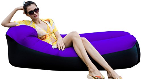HAKE Dual Purpose Inflatable Sofa with Portable Carry Bag for Outdoor and Indoor use (U-Shape Pillow+Chair) (Purple Lounger)