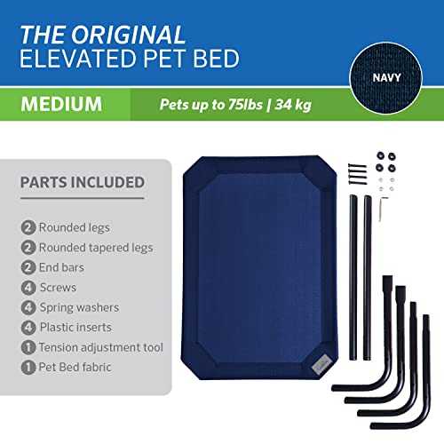 Image of Coolaroo Original Elevated Dog Bed - Breathable Off-The-Ground Pet Bed with Cooling Fabric, Joint Relief & Moisture-Resistant Fabric, 100% Recyclable, Easy Clean, Navy Blue, Medium