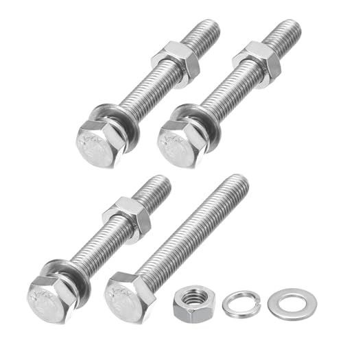 Image of METALLIXITY Hex Head Screws Bolts, Nuts, Flat & Lock Washers Kits (M8-1.25x60mm) 4 Set, Stainless Steel Fully Threaded Machine Screws Bolt Set - for Home Appliance Equipment