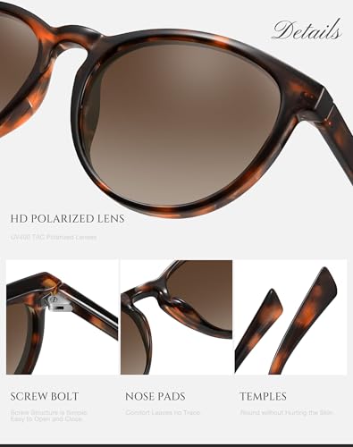 Classic Round Polarized Sunglasses for Women Retro Shades Trendy Vintage Sun Glasses FZN8254