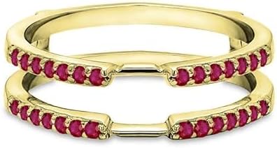 Red Garnet Enhancer Guard For Women, 14k Sterlinng/Yellow/Rose Gold Plated Silver Red Garnet Wrap Ring, Enhancer Ring Guard, Enhancer Ring