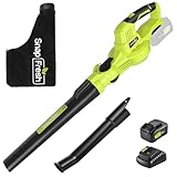 SnapFresh Cordless Blower & Vacuum - 2 in 1 Electric Blower with 4.0Ah Battery & 2h Fast Charger, 20V Handheld Vacuum with Bag for Small Trash, Car, Dust, Pet Hair, Corner Cleaning