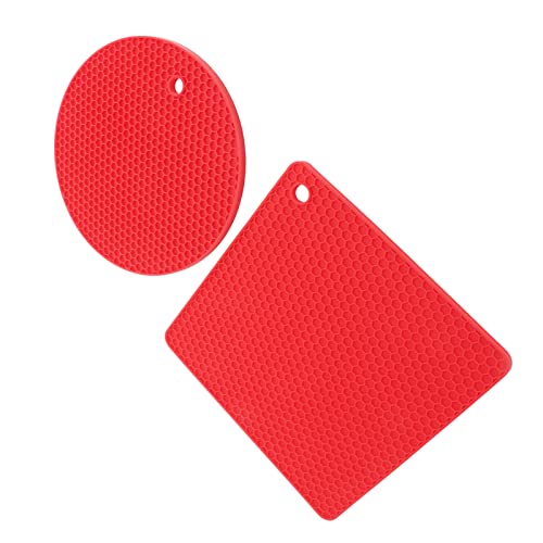 Matera de Silicona de 5 Pcs para Platos Calientes: Accesorios de Cocina Versátiles, Alfombrillas de Calor para Cocinar y Fácil (Rojo)