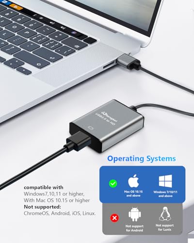 Image of USB to HDMI Adapter for Monitor 1080P@60Hz Display with 5Gbps High Speed Transmission, Support Extend & Mirror Mode, Compatible with Window 7 /10 /11, Mac OS 10.15+, Laptop, Desktop, TV, Monitor, Silver