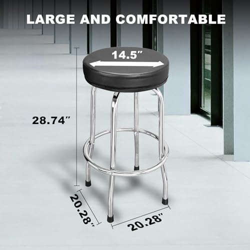 Image of Torin ATRP6185B-1 Swivel Bar Stool: Padded Garage /Shop Seat with Chrome Plated Legs, Black