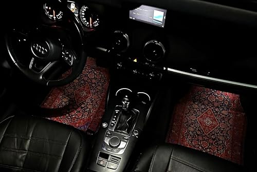Image of Premium Oriental Rug Look Car Floor Mat for Sierra Custom Fitted, Luxury Car Foot Mats Compatible with TATA Sierra, Set of 5 Pcs, 100% Waterproof and Washable, Classic RED