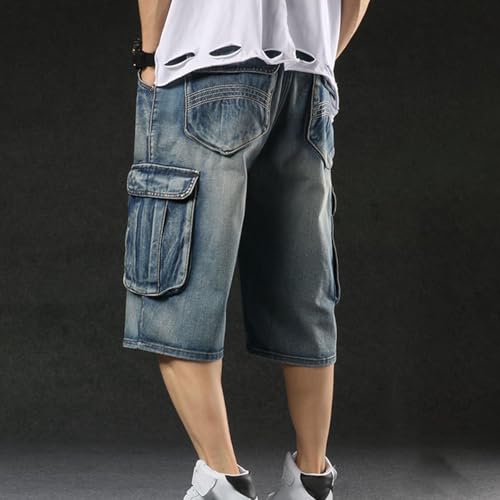 Mens Cargo Jeans Pants Wide Leg Baggy Capri Denim Pants Trendy Teen Boys Vintage Capri Jeans Skateboarding Streetwear4