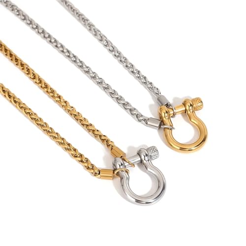 Collier chaîne classique or et argent en acier inoxydable au design vintage