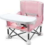 PandaEar Portable Baby Seat Travel Chair for Girls| Compact Fold with Straps for Indoor/Outdoor Use| Great for Camping, Beach, Lawn |Toddlers, Kids (Pink)