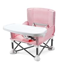 PandaEar Portable Baby Seat Travel| Compact Fold with Straps for Indoor/Outdoor Use| Great for Camping, Beach, Lawn |Toddlers, Kids, Boys, Girls Pink