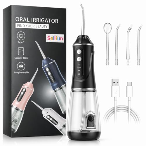 Image of Water Flosser for Teeth Cordless, 380ML Electric Dental Flosser 4 Modes & 6 Jet Tips for Oral Care, Rechargeable Floss DIY Mode IPX7 Waterproof, Portable Oral Irrigator for Travel and Home Gift .