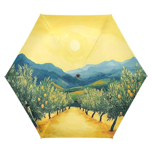Parapluie de voyage jaune haut de gamme et compact Golden Grove