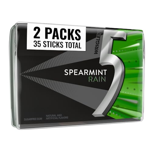 5 GUM Spearmint Rain Sugar Free Chewing Gum, 35 Stick Pack