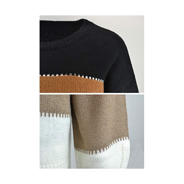 Angashion-Womens-Sweaters-Casual-Long-Sleeve-Crewneck-Color-Block-Patchwork-Pullover-Knit-Sweater-Tops Angashion Women's Sweaters Casual Long Sleeve Crewneck Color Block Patchwork Pullover Knit Sweater Tops Black M