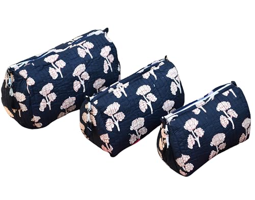 INDACORIFY 100% Cotton Block Print Cosmetic Toiletry Bags Boho Beauty Toiletry Kits Travel Case Pouch for Women's Printed Cotton Tote Bag (Pattern- 11)