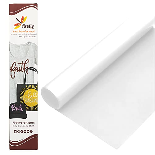 Firefly Craft - Foam Heat Transfer Vinyl Sheets - Cricut Iron On Vinyl for T Shirts - Works with Silhouette, Cricut and All Cutters for Vinyl Heat Transfer- HTV Vinyl - 12 x 20 inch -White Vinyl