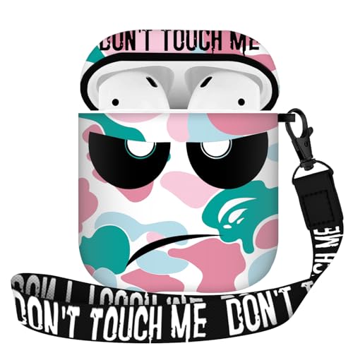 Youtec for Airpods Case, Don't Touch Me for Airpods Cover with Keychain/Lanyard Soft Cute Shockproof Cover for Women Men Compatible with for Airpods 2/1 Charging Case,Pink