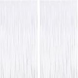 Jonami 2 Rideau Métallique Tinsel Blanc, Rideaux à Franges en Aluminium, Toile de Fond pour Photos de Fête, Décoration Anniversaire