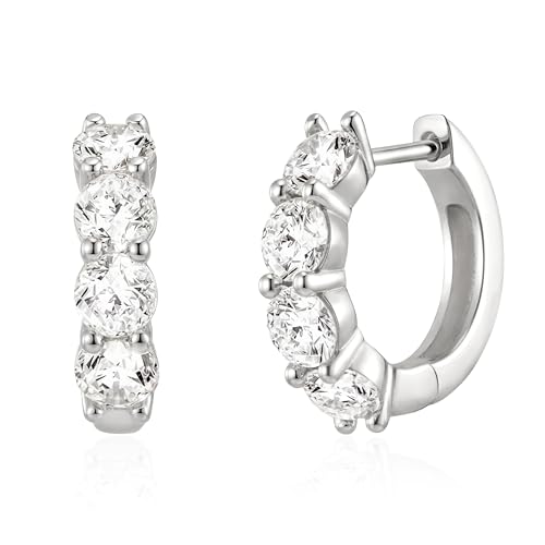 ASHINE Hoop Earrings for Women 14kt Gold Plated Small Hypoallergenic Trendy Stainless Steel Huggies Ear Rings Cartilage Piercing CZ Tiny Thick Second Hole Chunky Jewelry Everyday (White Gold 14.5mm)