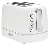 Haden Starbeck 2 Slice Wide Slot Stainless Steel Toaster with Adjustable Browning Control & Non-Slip Feet, White & Chrome