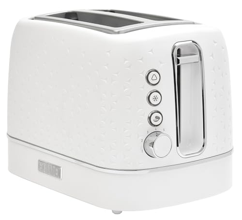 Haden Starbeck 2 Slice Wide Slot Stainless Steel Toaster with Adjustable Browning Control & Non-Slip Feet, White & Chrome