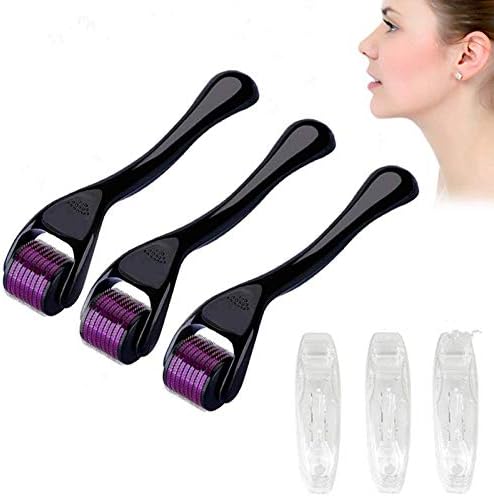 Derma Roller Cosmetic Microneedle Roller for Face, 540 Titanium Microneedles- Home Use DermaRoller Kit, Micro Needles Facial Roller Includes Free Storage Case Made by Worldzx