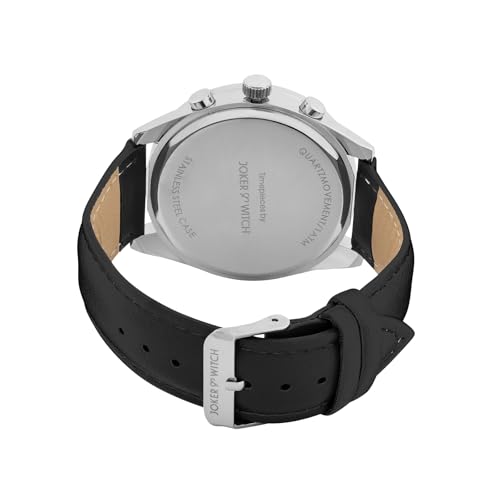 Image of Joker & Witch Cobalt 44mm Silver Dial Black PU Leather Strap for Men