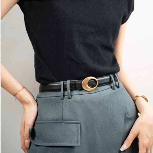 Skinny Belts Women Fashion Gold Oval Buckle Thin Belts Jeans Dress Coat Adjustable Genuine Leather Slim Waist Belt4
