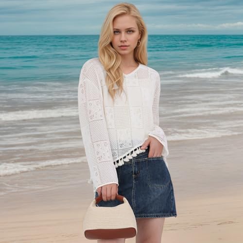 SUKUTU Straw Bag for Women Summer Beach Shoulder Bag Vacation Woven Crossbody Purse Small Top Handle Satchel Handbag2