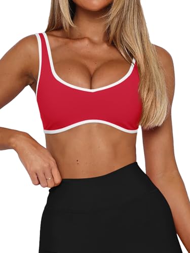 Image of LASLULU Sexy Sports Bras for Women V Neck Sleeveless Padded Bra Workout Yoga Crop Top