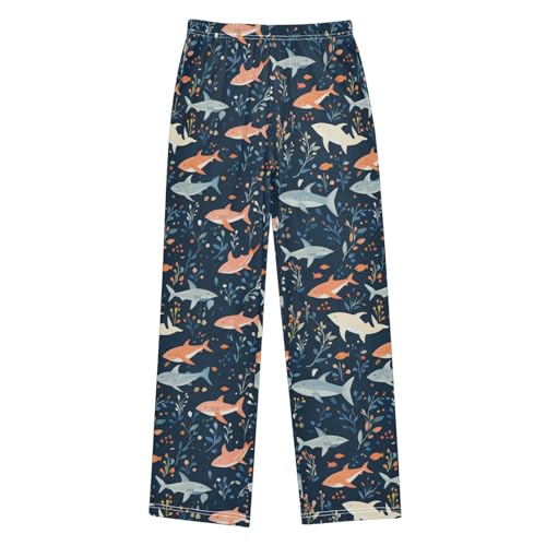 Boys' Pants Blue Ocean Sharks Leaves Long Bottoms Jogger Pants Elastic Waist Trousers with Pockets S-XL