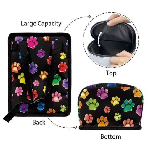 Image of Rainbow Dog Paw Print Car Trash Can Automotive Car Trash Bag with Lid Collapsible Waterproof Car Organizers and Storage Car Accessories for Women