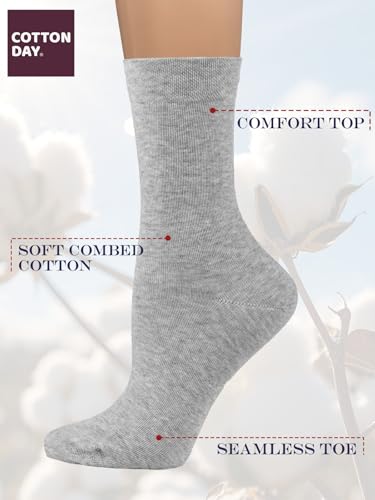 Image of COTTON DAY Women's Soft Combed Cotton Socks Seamless Toe Black White Navy