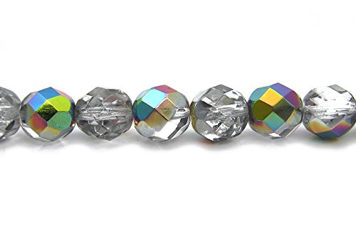 3Mm (135) Crystal Vitrail Coated, Czech Fire Polished Round Faceted Glass Beads, 16 Inch Strand #TOP4