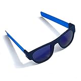 SlapSpecs.com Folding Sunglasses with Slap Bracelet Arms - BLUE ARMS/POLARIZED LENSES