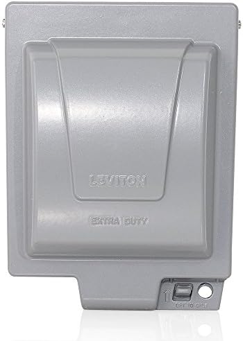 Leviton Outlet Box, Extra Duty While-In-Use Cover Includes Inserts for Single, Duplex and Decora/GFCI Receptacles, Vertical Mount, Metallic Enclosure, IUM1V-GY Outdoor Outlet Cover, Gray image 4