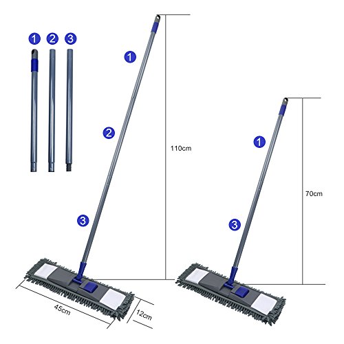 Masthome Microfiber Flat Mop, Dust Mop With 4 Washable Chenille And Microfiber Mop Pads, Wet And Dry Use, Professional Floor Mop For Hardwood Laminate Tile Vinyl Ceramic #TOP3