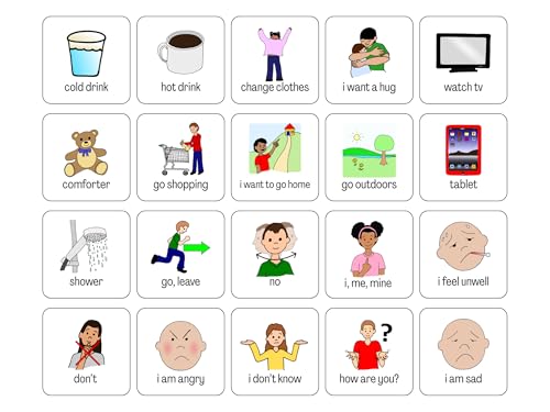 Communication Aid Cards for Non-Verbal Children, Autism Spectrum, Speech Delay, 25 Double-Sided Cards with Retractable Key Ring - Image 8